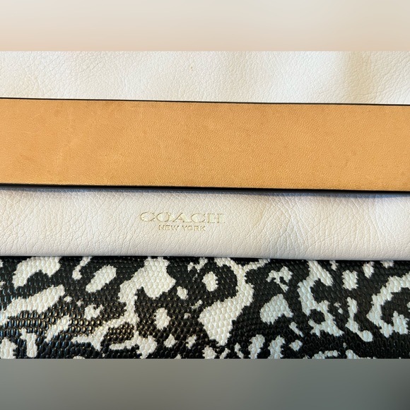 Coach White and Tan Clutch with Black Pattern